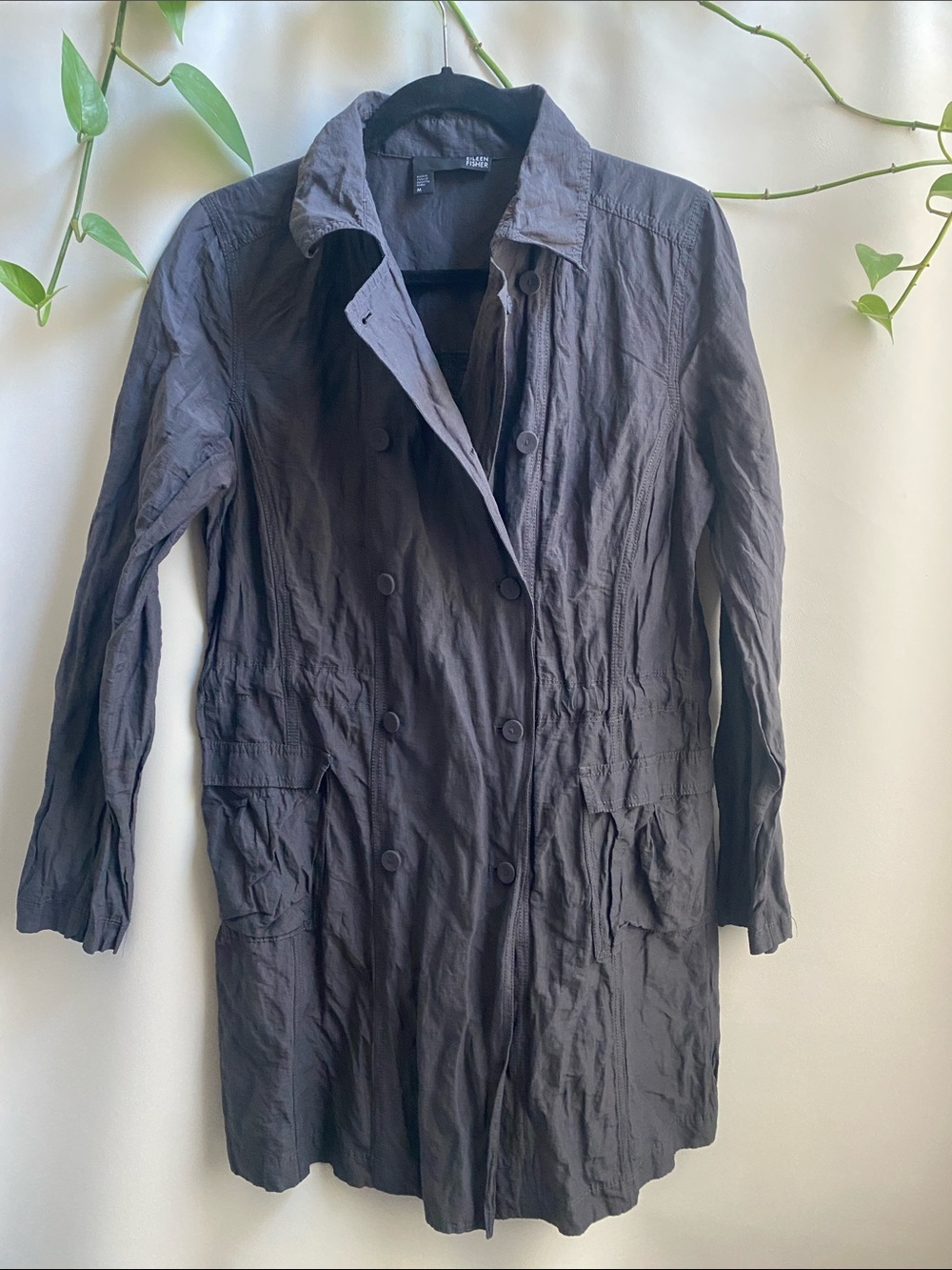 Eileen Fisher Black Label double breasted short trench M UGC